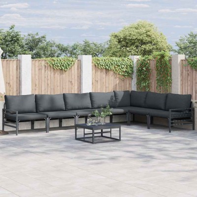Conjunto de sofá de jardín 8 pcs Antracita Acero