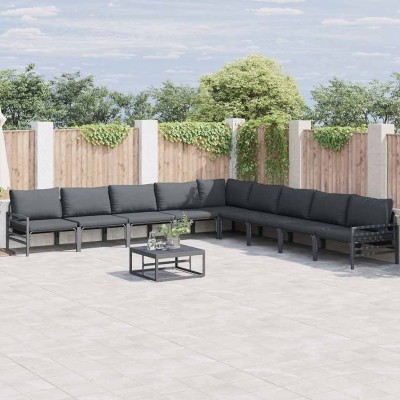Conjunto de sofá de jardín 10 pcs Antracita Acero