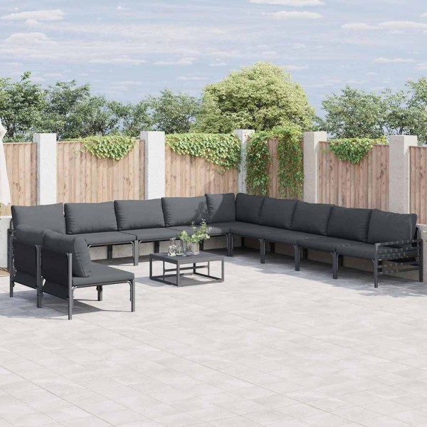 Conjunto de sofá de jardín 12 pcs Antracita Acero
