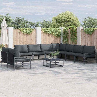 Conjunto de sofá de jardín 10 pcs Antracita Acero