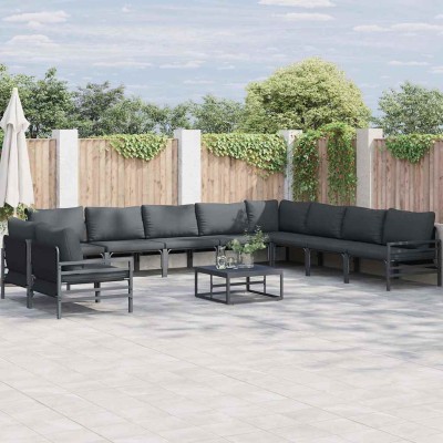 Conjunto de sofá de jardín 10 pcs Antracita Acero