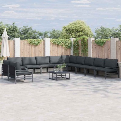 Conjunto de sofá de jardín 12 pcs Antracita Acero