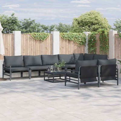 Conjunto de sofá de jardín 9 pcs Antracita Acero