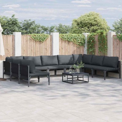 Conjunto de sofá de jardín 9 pcs Antracita Acero