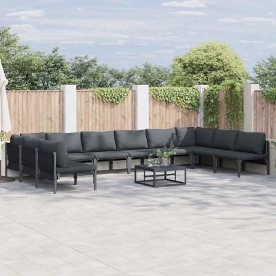 Conjunto de sofá de jardín 10 pcs Antracita Acero
