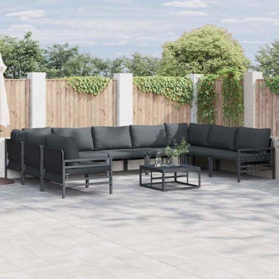 Conjunto de sofá de jardín 10 pcs Antracita Acero