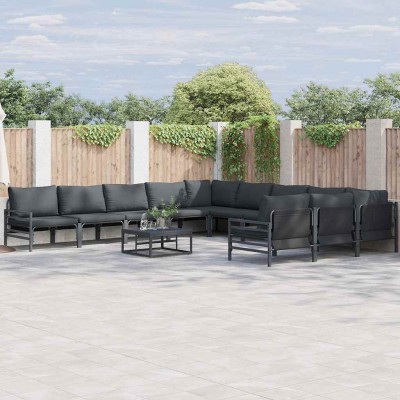 Conjunto de sofá de jardín 11 pcs Antracita Acero