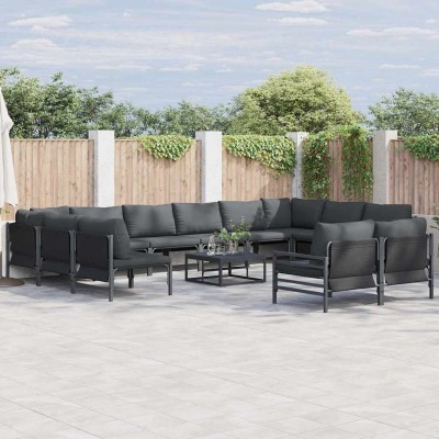 Conjunto de sofá de jardín 13 pcs Antracita Acero