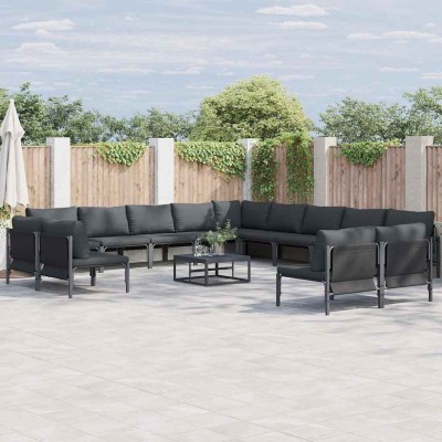 Conjunto de sofá de jardín 13 pcs Antracita Acero