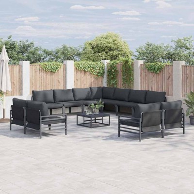 Conjunto de sofá de jardín 11 pcs Antracita Acero