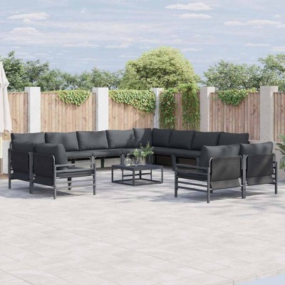Conjunto de sofá de jardín 13 pcs Antracita Acero