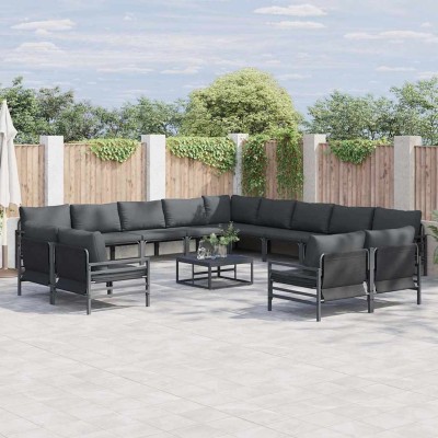 Conjunto de sofá de jardín 13 pcs Antracita Acero