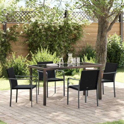 Conjunto de Comedor de Jardín 5 pcs Negro Poliratán