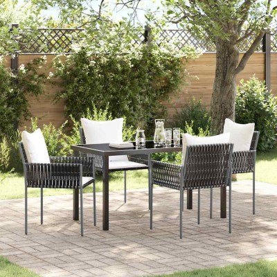 Conjunto de Comedor de Jardín 5 pcs Marrón Poliratán