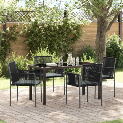 Conjunto de Comedor de Jardín 5 pcs Negro Poliratán