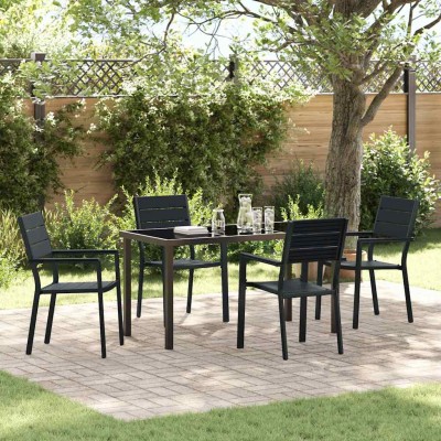 Conjunto de Comedor de Jardín 5 pcs Negro HDPE