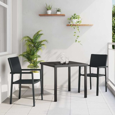 Conjunto de Comedor de Jardín 3 pcs Negro Poliratán