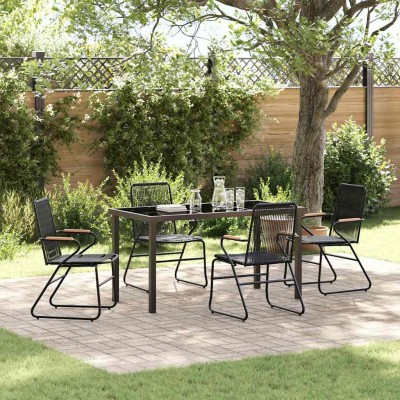 Conjunto de Comedor de Jardín 5 pcs Negro Ratana de PVC