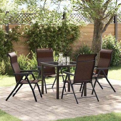 Conjunto de Comedor de Jardín 5 pcs Marrón Poliratán