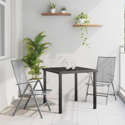 Conjunto de Comedor de Jardín Plegable 3 pcs Antracita Acero