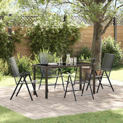 Conjunto de Comedor de Jardín Plegable 5 pcs Antracita Acero