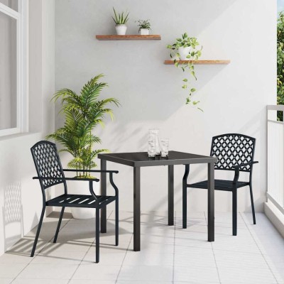 Conjunto de Comedor de Jardín 3 pcs Antracita Acero