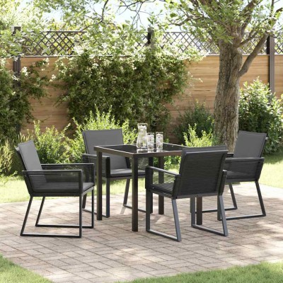 Conjunto de Comedor de Jardín 5 pcs Negro Poliratán