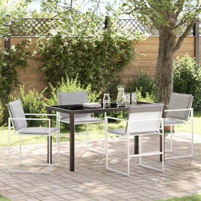 Conjunto de Comedor de Jardín 5 pcs Blanco 140 x 70 x 73 cm
