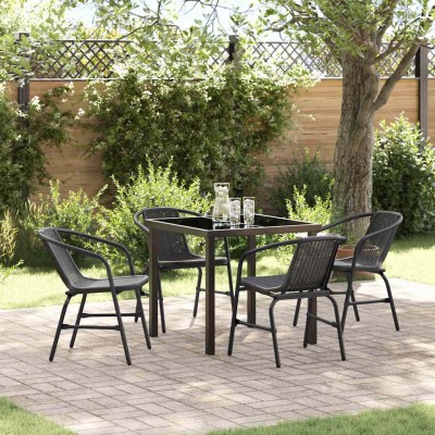 Conjunto de Comedor de Jardín 5 pcs Negro Poliratán