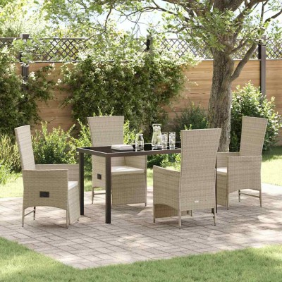 Conjunto de Comedor de Jardín 5 pcs Beige ratán sintético