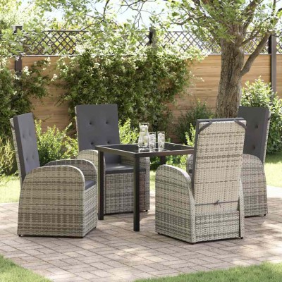 Conjunto de Comedor de Jardín 5 pcs Gris ratán sintético