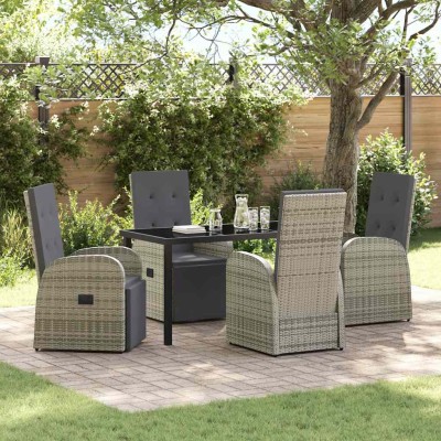 Conjunto de Comedor de Jardín 5 pcs Gris ratán sintético