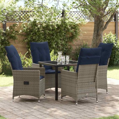 Conjunto de Comedor de Jardín 5 pcs Gris ratán sintético
