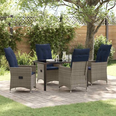 Conjunto de Comedor de Jardín 5 pcs Gris ratán sintético