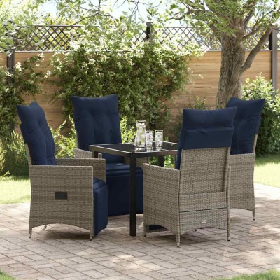Conjunto de Comedor de Jardín 5 pcs Gris ratán sintético