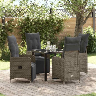 Conjunto de Comedor de Jardín con cojín 5 pcs Beige Poliratán
