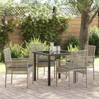 Conjunto de Comedor de Jardín 5 pcs Gris Claro Poliratán