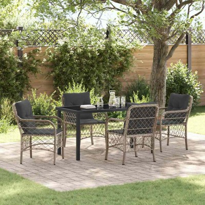 Conjunto de Comedor de Jardín 5 pcs Gris claro Poliratán