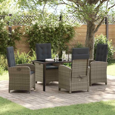 Conjunto de Comedor de Jardín 5 pcs Gris ratán sintético