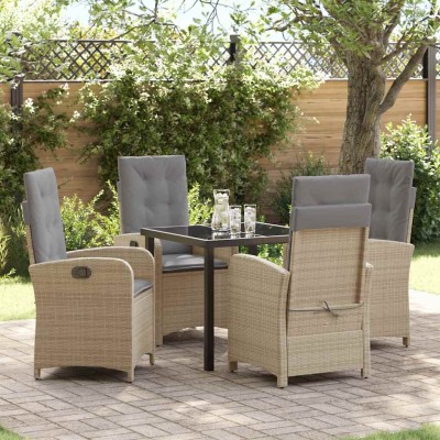 Conjunto de Comedor de Jardín 5 pcs Beige ratán sintético