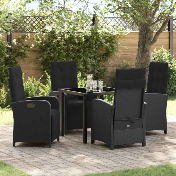 Conjunto de Comedor de Jardín 5 pcs Negro ratán sintético