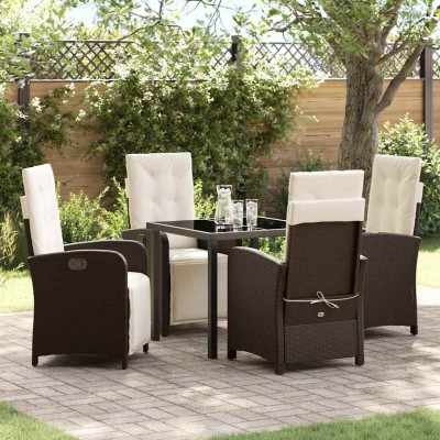 Conjunto de Comedor de Jardín 5 pcs Marrón ratán sintético