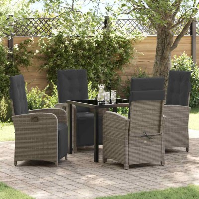 Conjunto de Comedor de Jardín 5 pcs Gris ratán sintético