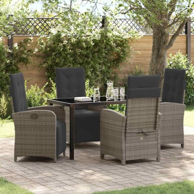 Conjunto de Comedor de Jardín 5 pcs Gris ratán sintético