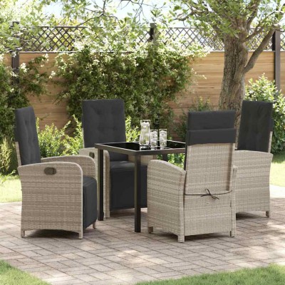 Conjunto de Comedor de Jardín 5 pcs Gris Claro ratán sintético