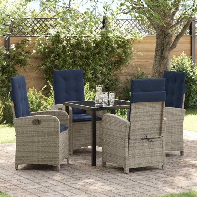 Conjunto de Comedor de Jardín 5 pcs Gris ratán sintético