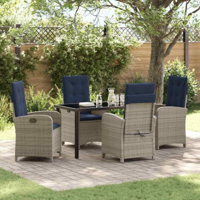 Conjunto de Comedor de Jardín 5 pcs Gris ratán sintético