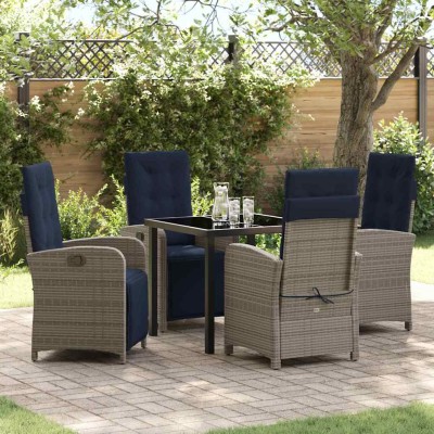 Conjunto de Comedor de Jardín 5 pcs Gris ratán sintético