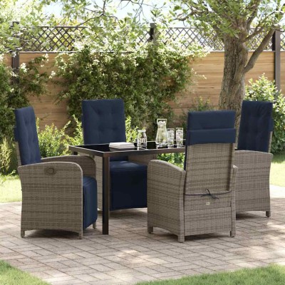 Conjunto de Comedor de Jardín 5 pcs Gris ratán sintético