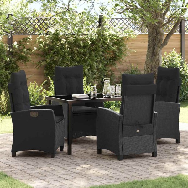 Conjunto de Comedor de Jardín 5 pcs Negro ratán sintético